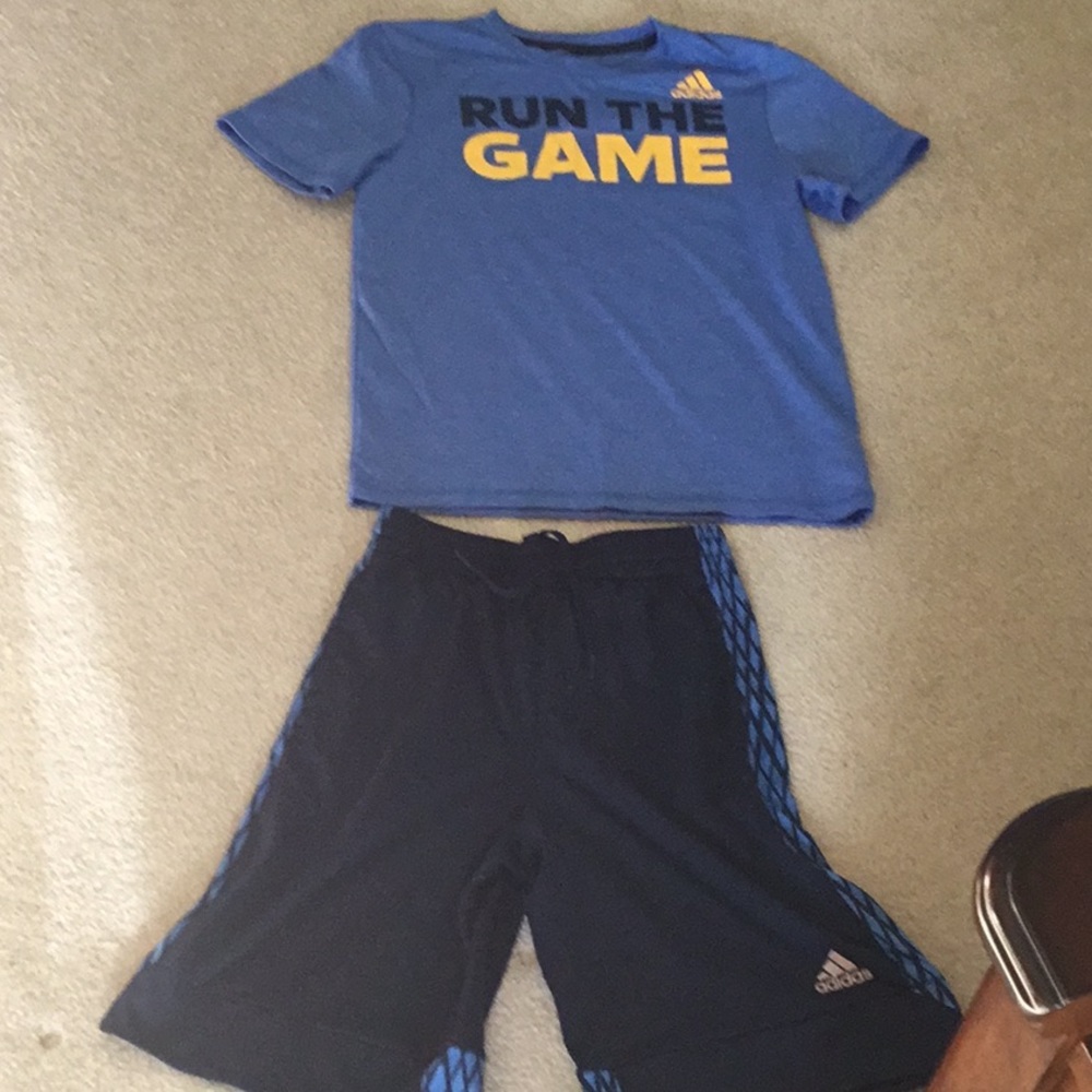 Boys 10/12 Adidas athletic shorts & tee